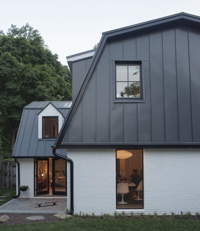 black and white facade of traditional home